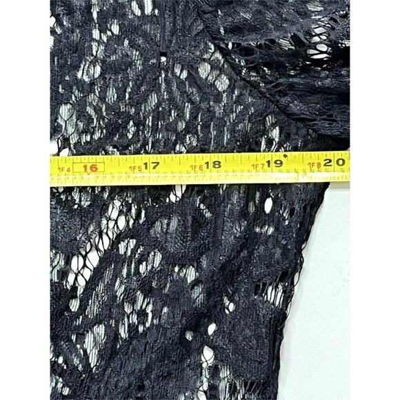 Umgee Top sz M Lace Sheer Bell Sleeve Black Wimsigoth Romantic Victorian Goth - Picture 6 of 9